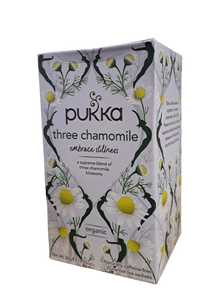 חליטת תה | שלוש קמומיל | THREE CHAMOMILE |  מכיל 20 שקיקים | PUKKA