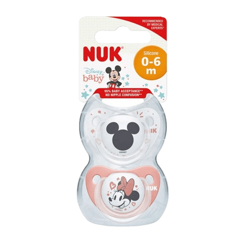 זוג מוצצי נוק דיסני בייבי NUK Disney Baby | סיליקון 0-6 חודשים | מיקי ומיני | נוק | NUK
