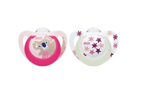 זוג מוצצי סטאר דיי&נייט NUK Star Day&Night | סיליקון 6-18 חודשים | עם אפקט זוהר בחושך |