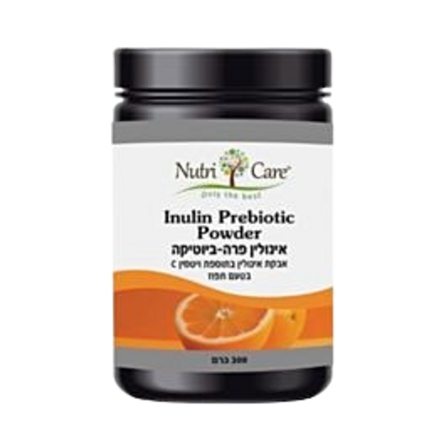 inulin prebiotic powder | אינולין פרה | ביוטיקה | אבקת אינולין בתוספת ויטמין C | בטעם תפוז | מכיל 300 גרם |