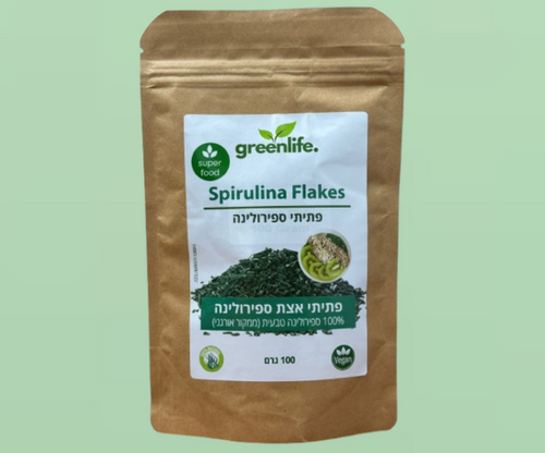 פתיתי ספירולינה | Spirulina Flakes | ספירולינה 100% טבעית | מכיל 100 גרם |