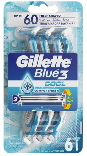 Gillette Blue 3 Cool |  תחושת רעננות במהלך הגילוח | 6 להבים |