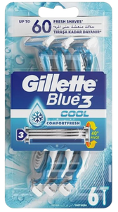 Gillette Blue 3 Cool |  תחושת רעננות במהלך הגילוח | 6 להבים |