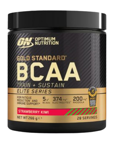 אבקת BCAA | גולד סטאנדרט | בתוספת ויטמינים ומינרלים| בטעם תות קיווי | מכיל 266 גרם | 28 מנות הגשה |