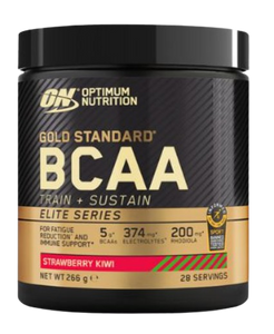 אבקת BCAA | גולד סטאנדרט | בתוספת ויטמינים ומינרלים| בטעם תות קיווי | מכיל 266 גרם | 28 מנות הגשה |