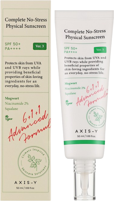Axis-Y Complete No-Stress Physical Sunscreen SPF50 50ML אקסיס וואי מקדם הגנה פיזיקאלי
