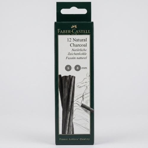 12 מקלות פחם טבעי 5-8 FABER CASTELL 
