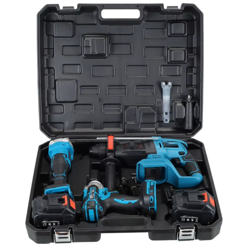 סט 3 כלים נטענים - מברגת אימפקט 20V + פטישון 2.8J + משחזת זוית 4 מצבים +2 סוללות 4 אמפר  MAK-99-PRO KRAUSS