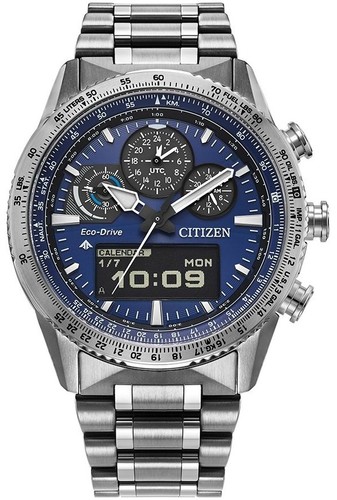 שעון טייסים אנלוגי דיגיטלי Citizen JV2000-51L רדיו קונטרול אקו דרייב וספיר