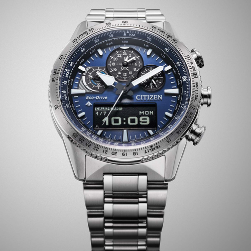 שעון טייסים אנלוגי דיגיטלי Citizen JV2000-51L רדיו קונטרול אקו דרייב וספיר