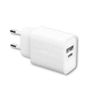 מטען קיר מהיר PD20W שקע USB-A + TYPE C לבן תקני
