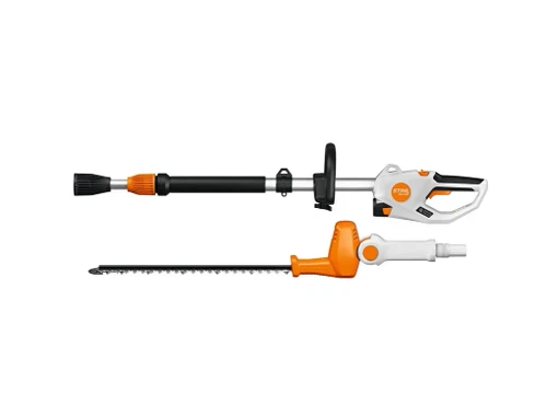 מגזמת גדר חיה טלסקופית STIHL HLA 40 עם מוט מתארך וראש גיזום מתכוונן לעבודה נוחה בגובה