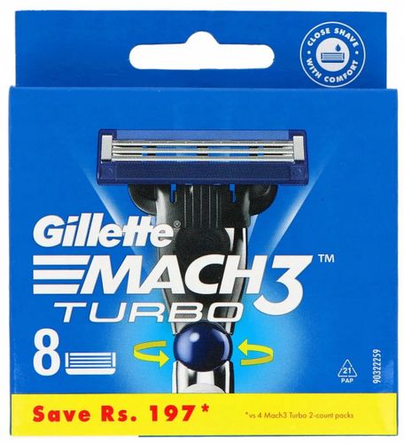 8 ראשים לסכיני גילוח ג'ילט מאך 3 טורבו Gillette Gillette MACH 3 Turbo |