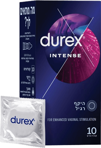 קונדומים דורקס | Intense | היקף רגיל | מכיל 10 קונדומים | DUREX