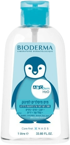 מים מיסלרים לתינוק | מוצר ניקוי לעור עדין לתינוקות ולילדים | מכיל 1 ליטר | ביודרמה | BIODERMA | ABCDerm H2O