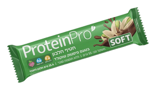 חטיף חלבון בטעם פיסטוק שוקולד | PROTEIN PRO SOFT - פרוטאין פרו | 15.4 גרם חלבון | טבעוני | 55 גרם