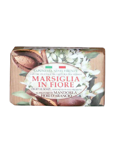 סבון מוצק טבעי בניחוח שקדים ותפוז | Marsiglia In Fiore Vegetal Soap | Almond & Orange Bloosom