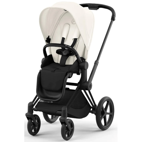 עגלת תינוק Priam 4 Off White עם שלדה כרום שחור מורכב בחנות