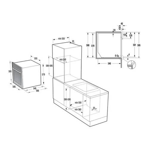 תנור בנוי 73 ליטר Gorenje BO798S38BG Superior זכוכית שחורה