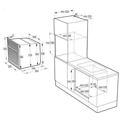 תנור בנוי פירוליטי 77 ליטר Gorenje OP84BG Essential Line זכוכית שחורה