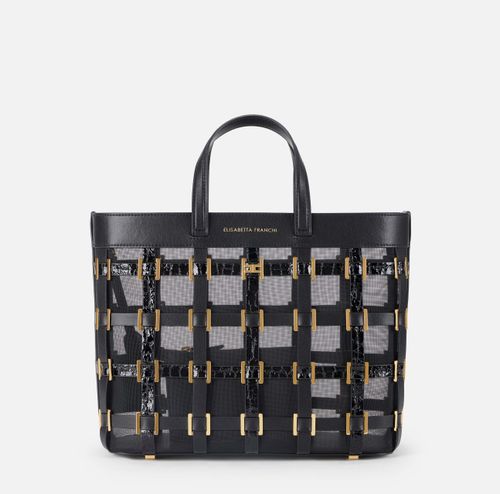Mesh small tote bag with rings