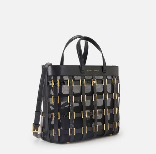 Mesh small tote bag with rings