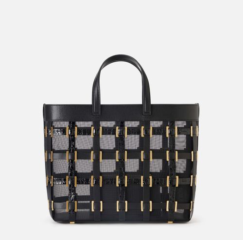 Mesh small tote bag with rings
