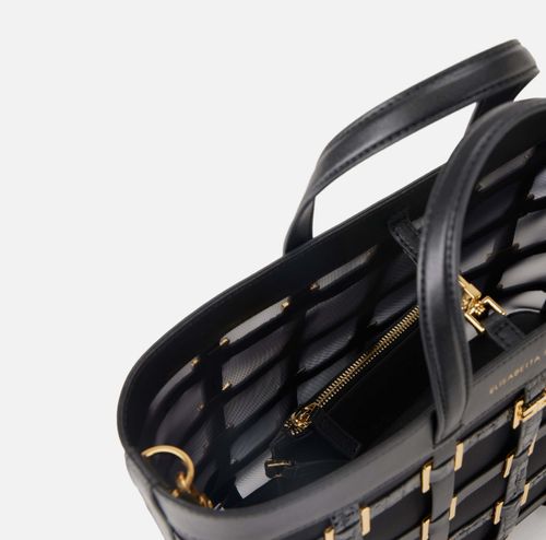 Mesh small tote bag with rings