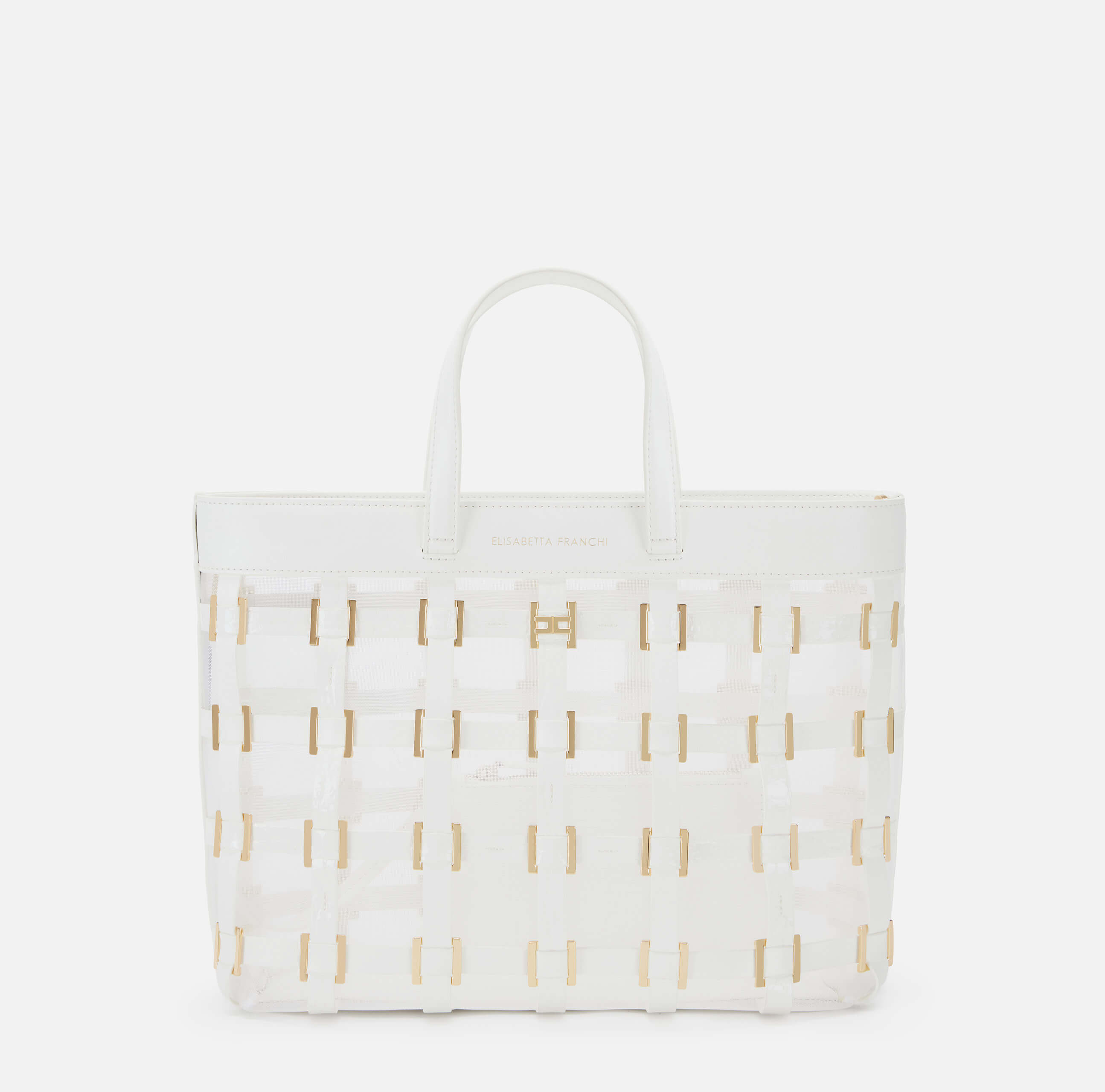 Mesh small tote bag with rings