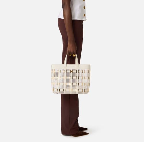 Mesh small tote bag with rings