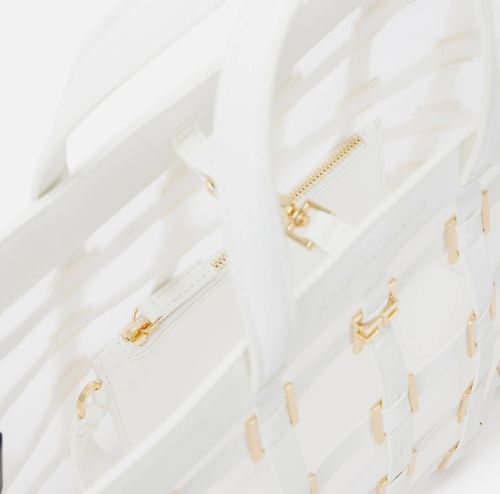 Mesh small tote bag with rings