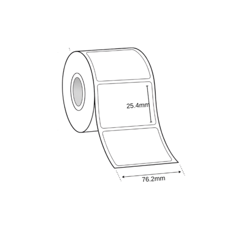 גליל מדבקות תרמיות מופרדות ‏76.2x25.4mm להדפסה ישירה