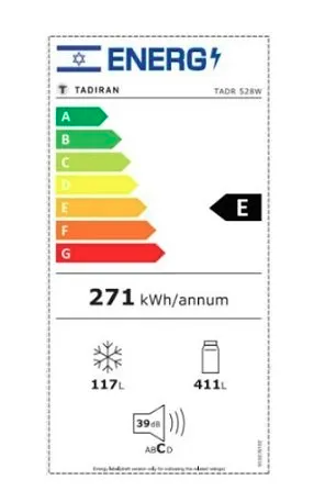 מקרר מקפיא עליון 528 ליטר לבן פיקוד שבת TADR 528W תדיראן TADIRAN