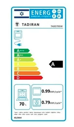 תנור בנוי מכני 70 ליטר זכוכית לבנה TADO 65GW תדיראן TADIRAN