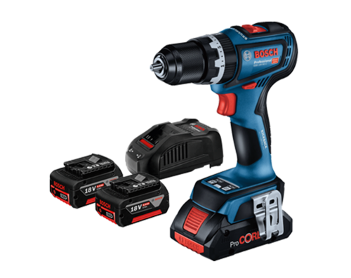 מברגה / מקדחה רוטטת נטענת בוש GSB 18V-90C כולל 2 סוללות 4AH ומטען מבית BOSCH