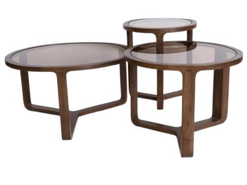 סט שולחנות סלון Glass Walnut
