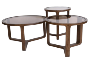 סט שולחנות סלון Glass Walnut