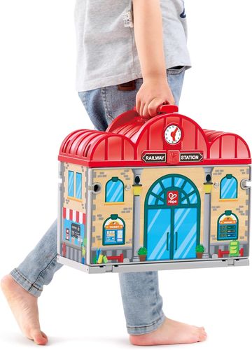 סט רכבת תחנה ניידת מעץ 40 חלקים