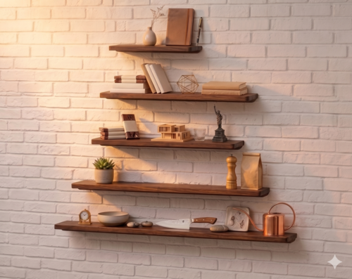 מדף עץ דו כווני עץ מלא 80*16 ס