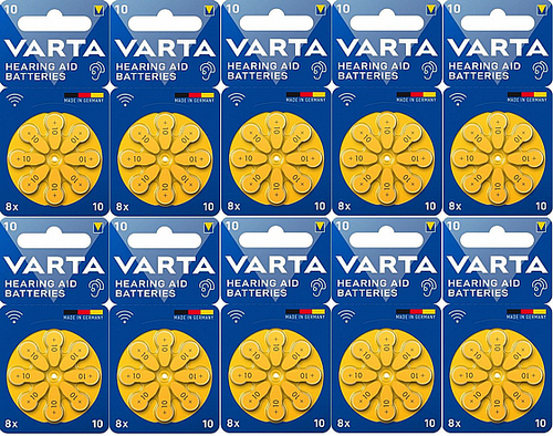 מארז 60 סוללות למכשיר שמיעה מספר 10  VARTA V10 10BL 