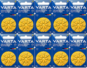 מארז 60 סוללות למכשיר שמיעה מידה 10 VARTA V10