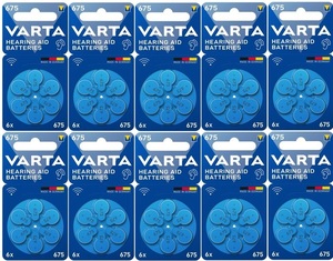 מארז 60 סוללות למכשיר שמיעה מידה 675 VARTA V675