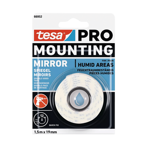 סרט דו צדדי למראות Tesa PRO 66952 לבן / רוחב 19 מ"מ, אורך 1.5 מטר