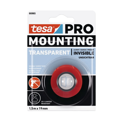 סרט דו צדדי שקוף 66965 Tesa PRO שקוף / רוחב 19 מ