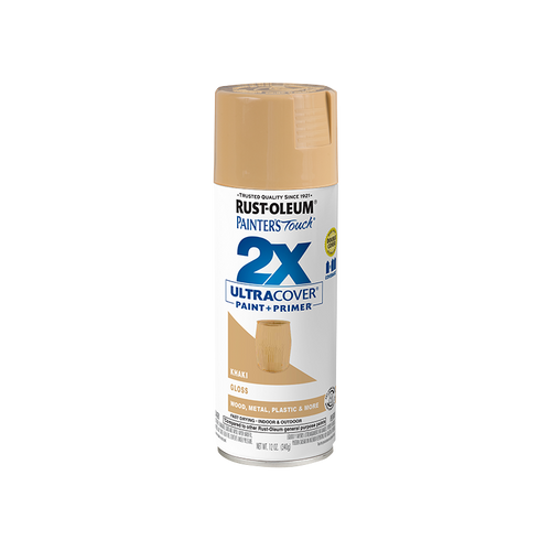 ספריי צבע 2X חאקי מבריק / 340 גרם