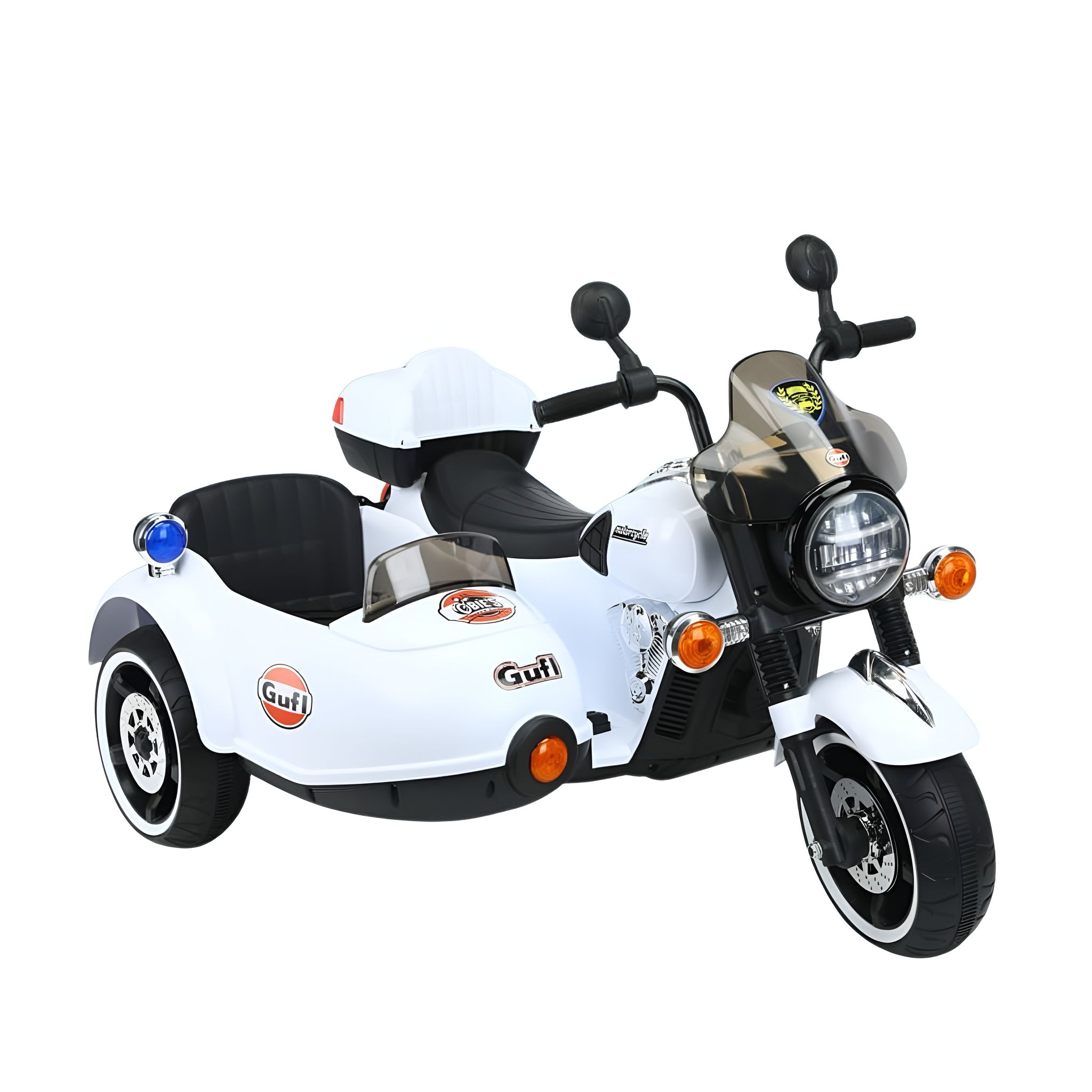 אופנוע ווספה חשמלי זוגי לילדים 12V עם סירת צד | אופנוע ממונע לילדים בעיצוב יוקרתי