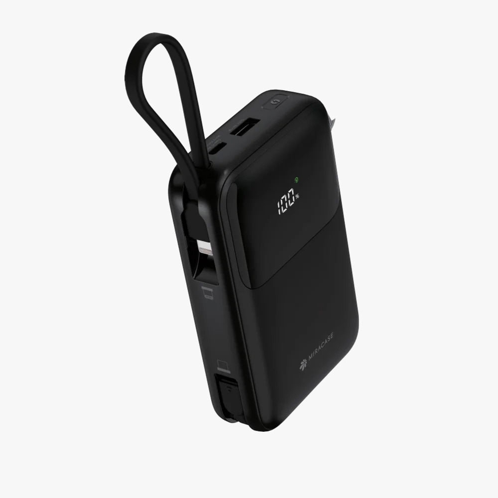 מטען נייד מובנה 2 כבלים בגב + צג MIRACASE 20000mAh MPB20PD22.5W2CB 