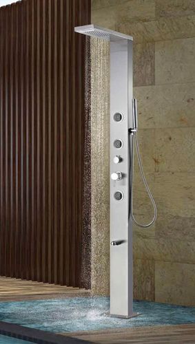 מערכת רחצה יוקרתית לגינה מתכת בגימור ניקל ראש גשם כולל אינטרפוץ מפל ג'טים מזלף מאחז וצינור 5012