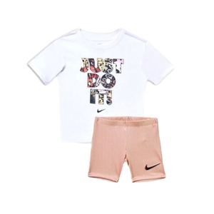 חליפה NIKE מידות 12 חודשים עד 7 שנים לילדים בגוון לבן-ורוד
