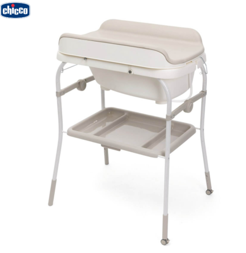 אמבטיה עם משטח החתלה מתקפל Soft Bubble שמנת Chicco